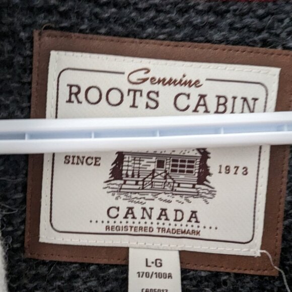 Roots Cabin grey knitted wool button down sweater size L - Picture 3 of 5